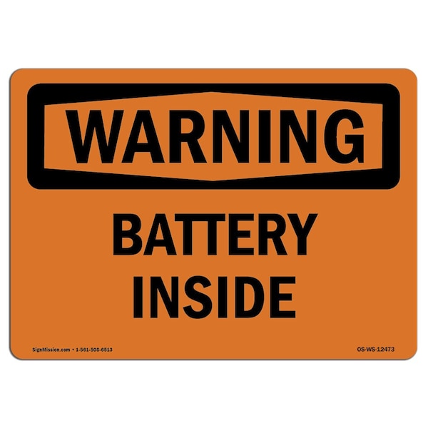 Safety Sign, OSHA WARNING, 3.5" Height, Battery Inside, Landscape, 10PK